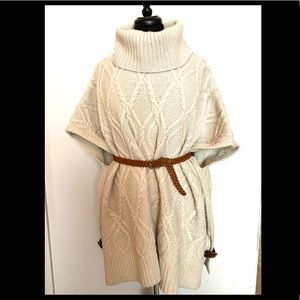 Cable knit poncho
